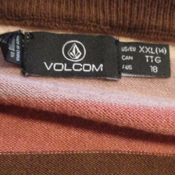 Volcom Youth Girl XX Large Brown Orange Soft Striped Warm Long Sleeve Sweater - Picture 6 of 7